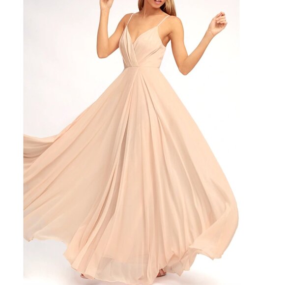 Lulus All About Love Blush Pink Maxi Dress Size XS - Picture 2 of 12